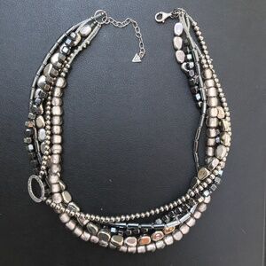 Silpada Designs Hand Crafted Sterling Silver Hematite Glass Multistrand Necklace